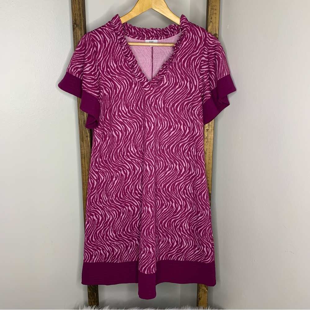 VOY Purple Patterned Dress Size S